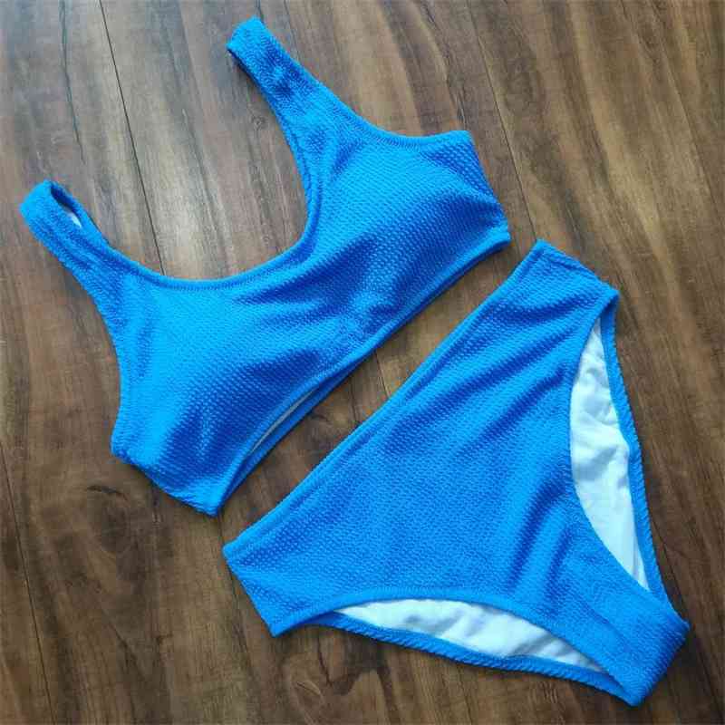 Ribbed Tank Top Bikini Set Padded Sporty Swimsuit Girls Swimwear Athletic Beach Bath Suit for Woman Two Piece Bathers Biquine 210625