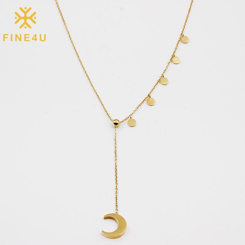 Pendant Necklaces FINE4U N870 Simple Style Gold Color Moon And Disc Y Necklace For Women Girls, Silver
Pendant Necklaces FINE4U N870 Simple Style Gold Color Moon And Disc Y Necklace For Women Girls, Silver