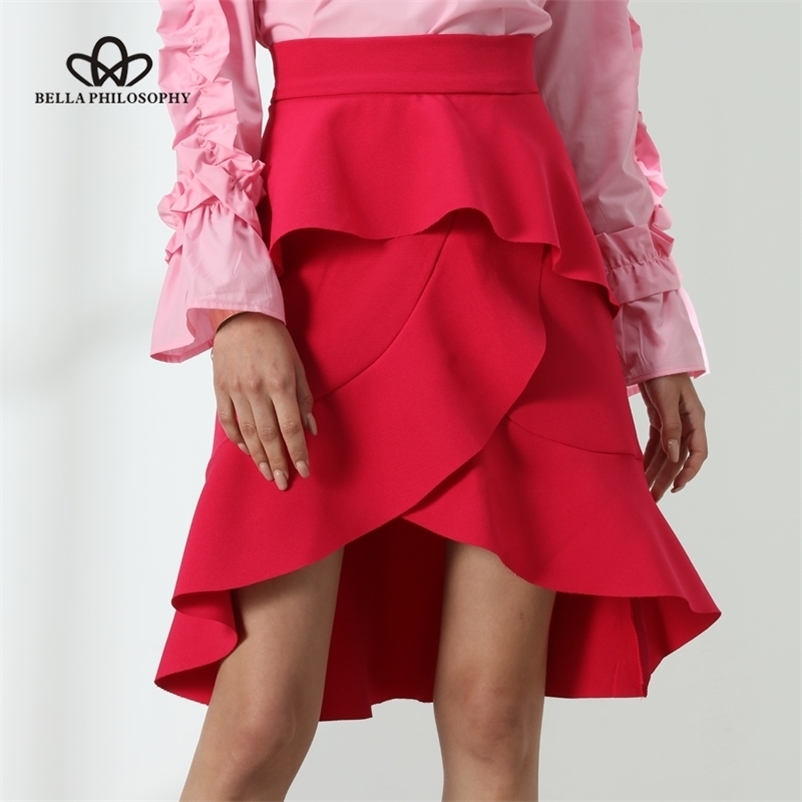 Summer Asymmetrical Ruffle Skirt Women High Low rose red irregular casual Layered Cake 210517
Summer Asymmetrical Ruffle Skirt Women High Low rose red irregular casual Layered Cake 210517
