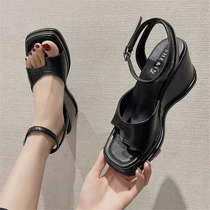 Sandals Woman 2021 Fashion Square Toe Summer Shoes Women 7cm Heel Wedges Black Basic Buckle Female
Sandals Woman 2021 Fashion Square Toe Summer Shoes Women 7cm Heel Wedges Black Basic Buckle Female