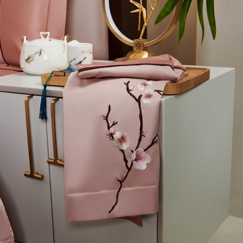 Chinoiserie Chic Floral Birds Embroidery Duvet Cover Tree Branches Vintage Style Long Staple Cotton Bedding Set Bed Sheet Sets