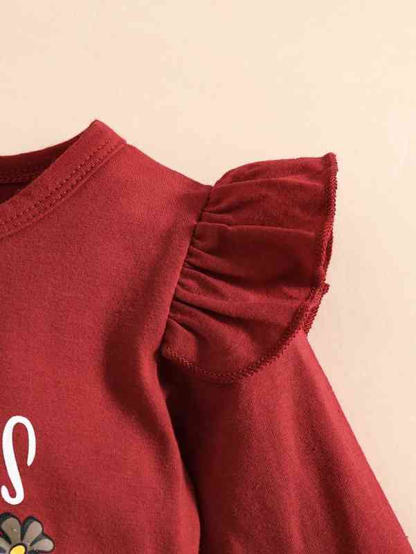 Baby Slogan Graphic Bodysuit & Mushroom Print Sweatpants With Headband SHE