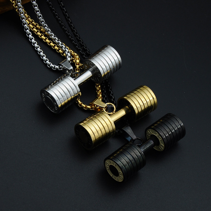 Dumbbell Necklace Gym Sport Stainless Steel Bodybuilding Pendant Necklaces with Chains for Men Fashion Jewelry Will and Sandy, Silver
Dumbbell Necklace Gym Sport Stainless Steel Bodybuilding Pendant Necklaces with Chains for Men Fashion Jewelry Will and Sandy, Silver