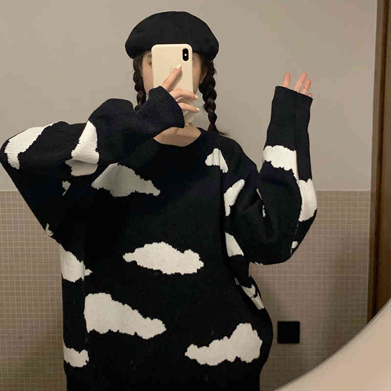 Women Sweater and Pull Jumpers Kawaii Casual Pullovers Chic Streetwear Knit Winter Sweater Tops Harajuku Sweaters 210417