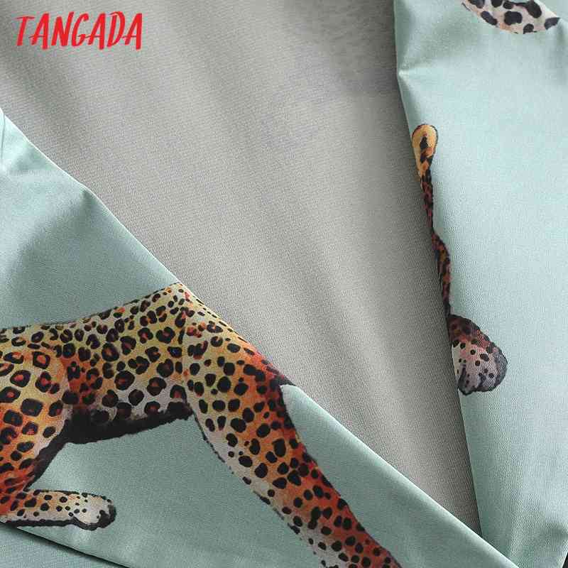 Women Animal Print Tops Suit 2 Piece Set Shirt and Long Pants High Quality 3W01 210416