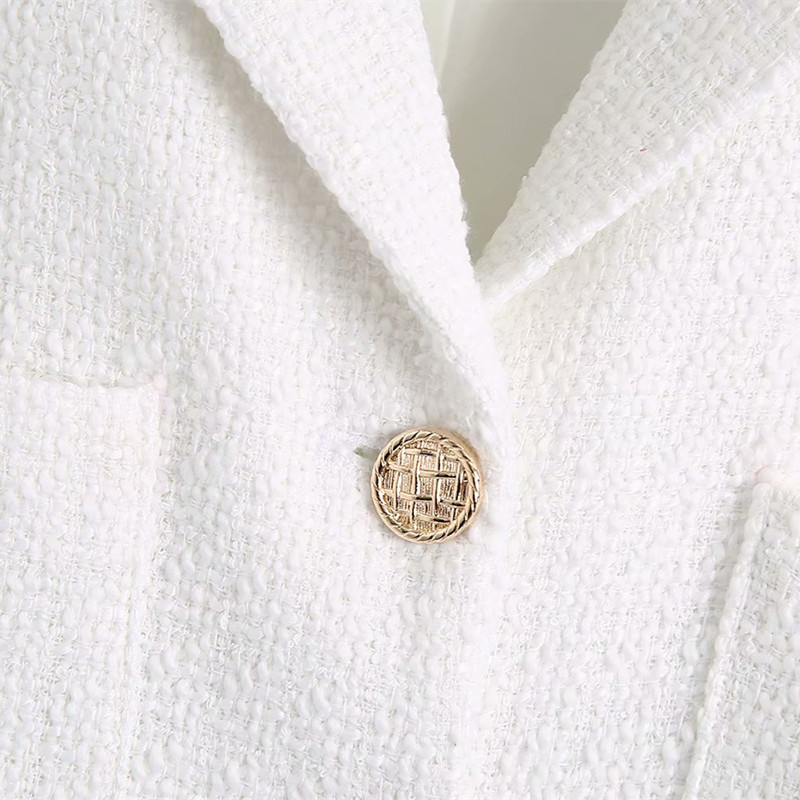 PUWD Casual Women V Neck Single-Breasted Jacket Summer Fashion Ladies High Street Female Textured Cropped Blazer 210522