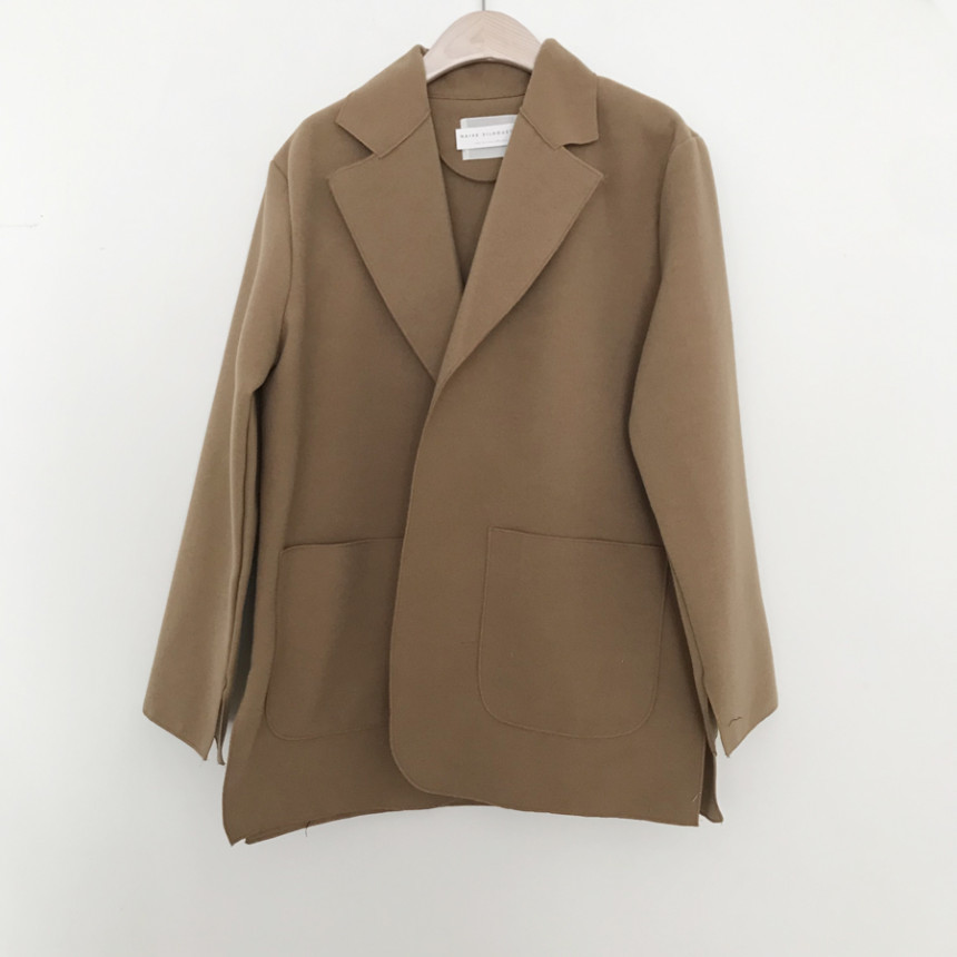 OL Notched Solid Chic Lace-up Woolen Blazer Coat Female Autumn Winter Elegant Formal Women Blazers Suit Jacket 210421