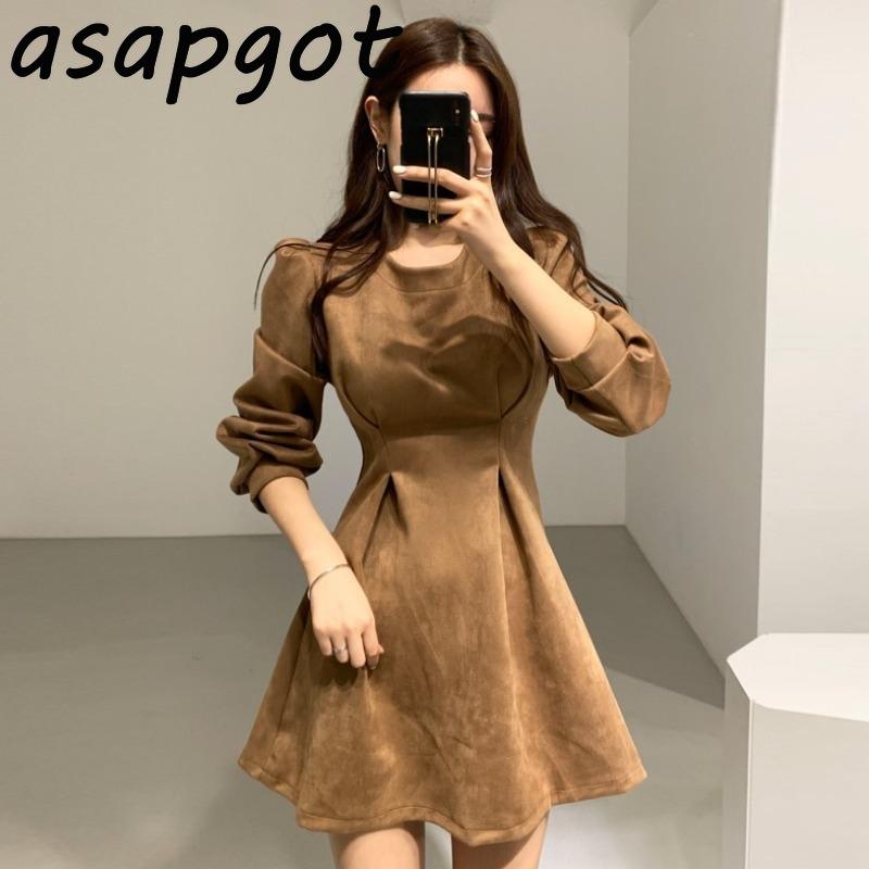 Casual Dresses Asapgot Korea Chic Elegant Light Mature Woman Autumn Winter Temperament Retro Waist Slim Round Neck Mini Dress Women Full, Black;gray
Casual Dresses Asapgot Korea Chic Elegant Light Mature Woman Autumn Winter Temperament Retro Waist Slim Round Neck Mini Dress Women Full, Black;gray