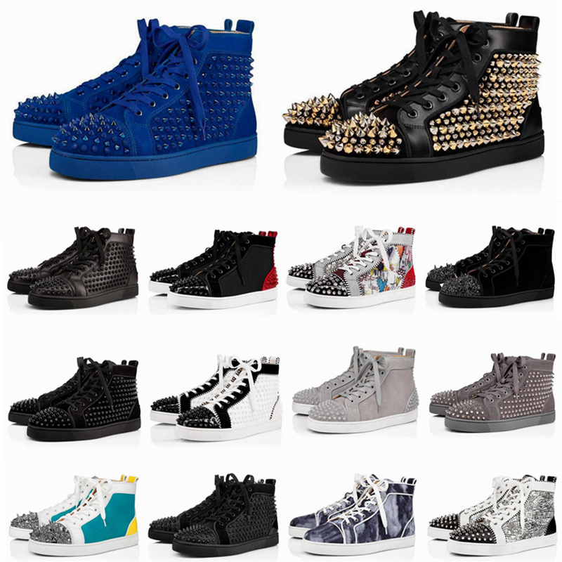 Designer Sneakers Red bottom Flat men women casual shoes luxury designer shoe high top Black /blue rhinestone with rivets toe fashion spikes walking flats trainers, 17
Designer Sneakers Red bottom Flat men women casual shoes luxury designer shoe high top Black /blue rhinestone with rivets toe fashion spikes walking flats trainers, 17