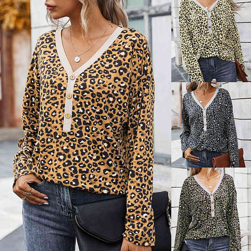 Womens Designer Luxury Tshirts Fashion Long Sleeved V Neck Leopard Print Spring Tops For Woman Slim Tees, White
Womens Designer Luxury Tshirts Fashion Long Sleeved V Neck Leopard Print Spring Tops For Woman Slim Tees, White