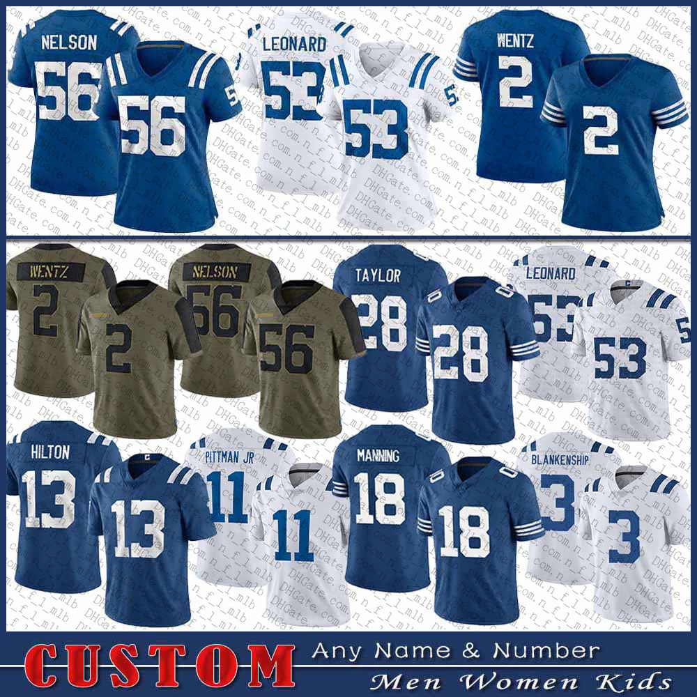 2 Carson Wentz 28 Jonathan Taylor Custom Football Jersey 53 Darius Leonard 4 Sam Ehlinger Quenton Nelson Peyton Manning Michael Pittman Jr T.Y. Hilton DeForest Buckner, Shown
2 Carson Wentz 28 Jonathan Taylor Custom Football Jersey 53 Darius Leonard 4 Sam Ehlinger Quenton Nelson Peyton Manning Michael Pittman Jr T.Y. Hilton DeForest Buckner, Shown