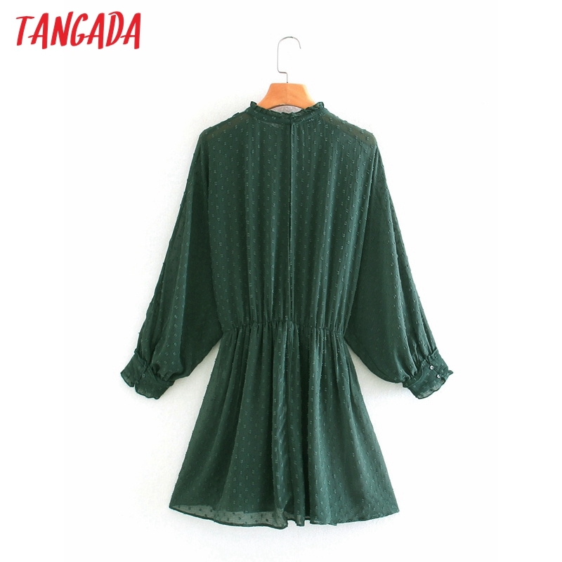 women vintage dots pattern playsuits ruffles elastic waist long sleeve rompers ladies casual chic jumpsuits 2W35 210416