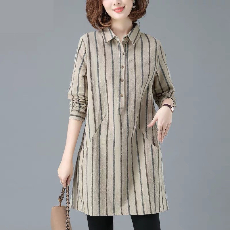 Women's Blouses & Shirts 2020 Spring Fashion Women Long Sleeve Loose Striped Shirts Cotton Linen Casual Long Blouses Plus Size F, Brown
Women's Blouses & Shirts 2020 Spring Fashion Women Long Sleeve Loose Striped Shirts Cotton Linen Casual Long Blouses Plus Size F, Brown