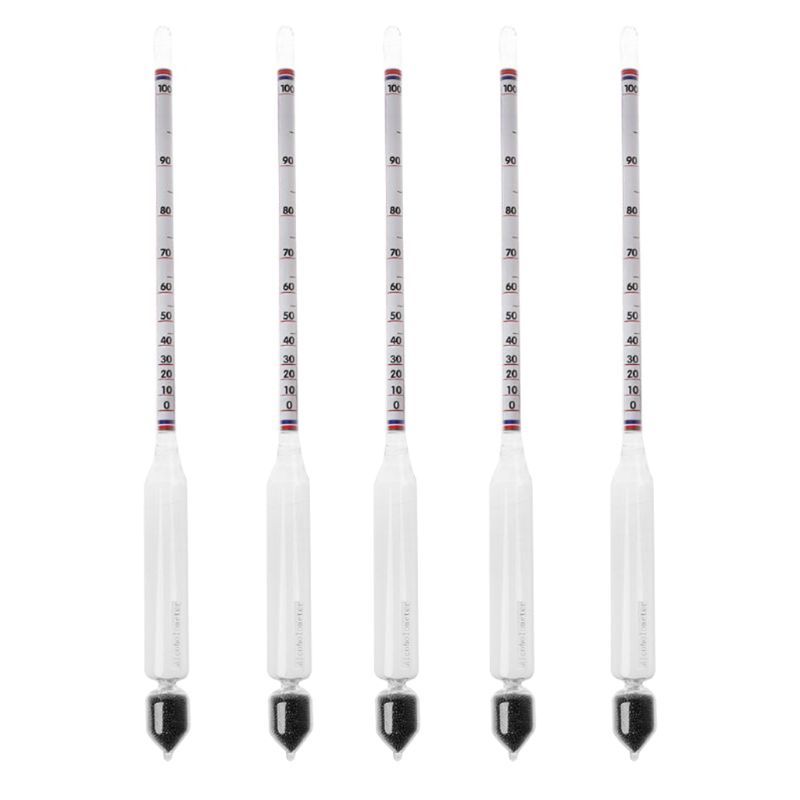 5 Pcs Hydrometer Tester Vintage Tool Alcohol Meter Wine Concentration Meter 0-100 Hydrometer Alcohol Tools 83XA