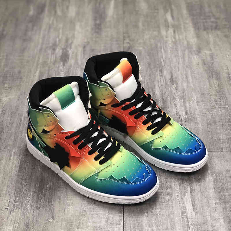 Shoes Jumpman 1 white Basketball JBalvin 1s Joint smiling face rainbow tie-dye Designer Sport Running
Shoes Jumpman 1 white Basketball JBalvin 1s Joint smiling face rainbow tie-dye Designer Sport Running