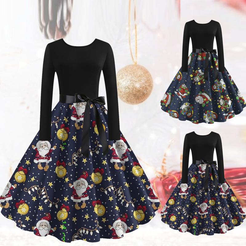Casual Dresses Women' Dress Vintage Christmas Santa Claus Crewneck Self Lace-Up Waist Long Sleeve Prom Cocktail Party, Black
Casual Dresses Women' Dress Vintage Christmas Santa Claus Crewneck Self Lace-Up Waist Long Sleeve Prom Cocktail Party, Black