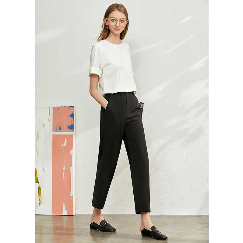 Summer Office Lady Suit Pants Elegant Women High Waist Solid Zipper Pockets Female Straight 12040206 210527