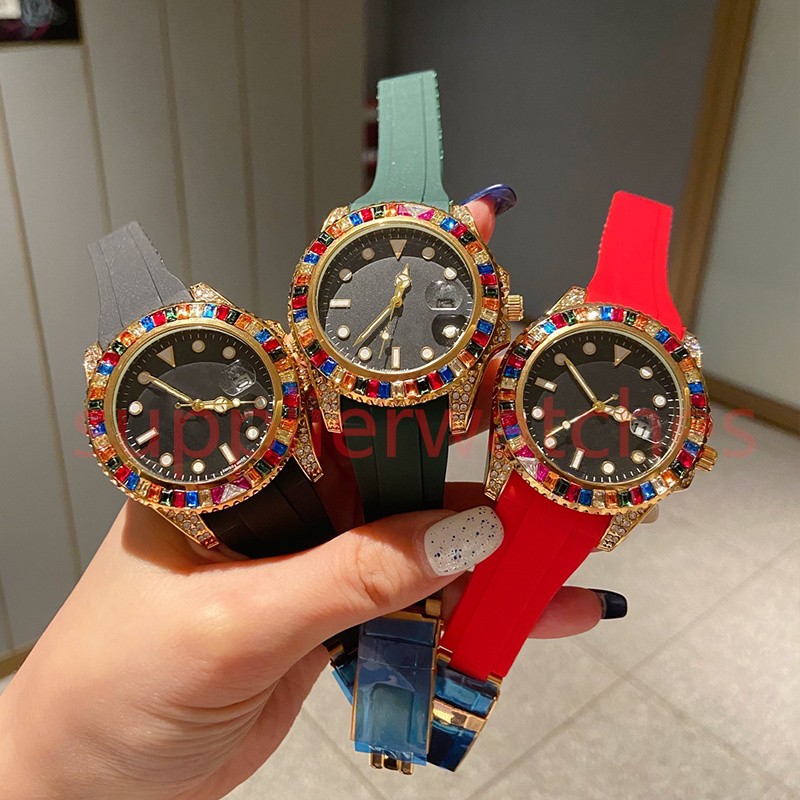 Ladies Watch Diamond Multicolored Dial Rubber Strap Quartz Watch Fashion Bracelet 116695 Yacht Rolx 2021 Woman Watches Casual Party Wristwatches
Ladies Watch Diamond Multicolored Dial Rubber Strap Quartz Watch Fashion Bracelet 116695 Yacht Rolx 2021 Woman Watches Casual Party Wristwatches