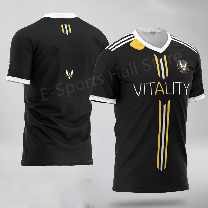 2021csgo E-sports Supporter T-shirt Vitality Team Uniform French Bee Zywoo Competition Summer Shox Short Sleeve, White;black
2021csgo E-sports Supporter T-shirt Vitality Team Uniform French Bee Zywoo Competition Summer Shox Short Sleeve, White;black