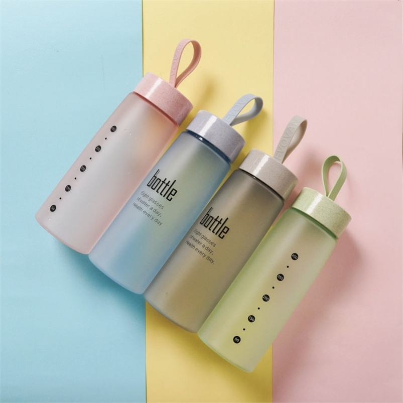 Short Water Bottle Matte Leak-proof Drinking Plastic Sports Couple Portable Travel Without BPA 210423