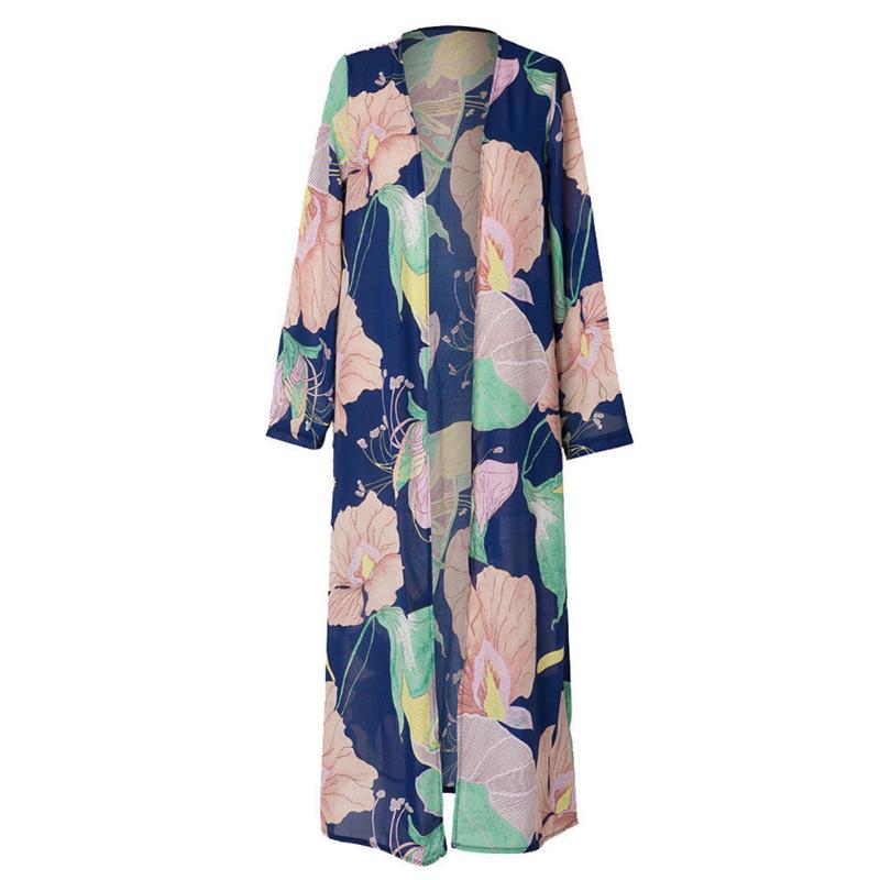 Women's Loose Blouses Summer Chiffon Shawl Kimono Long Sleeve Cardigan Sun Protection Tops Lady Shirts