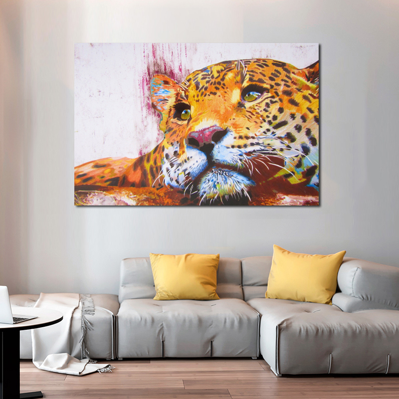 Leopard Pictures Canvas Painting Colorful Abstract Animal Posters And Prints Wall Art For Living Room Home Decoration