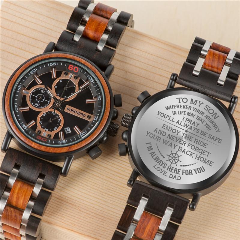 Wristwatches Customized BOBOBIRD Wood Watch Engrave Your Personalized Logo On The Back Cover Relogio Masculino Gift With Wooden Box L-S18-1, To son
Wristwatches Customized BOBOBIRD Wood Watch Engrave Your Personalized Logo On The Back Cover Relogio Masculino Gift With Wooden Box L-S18-1, To son