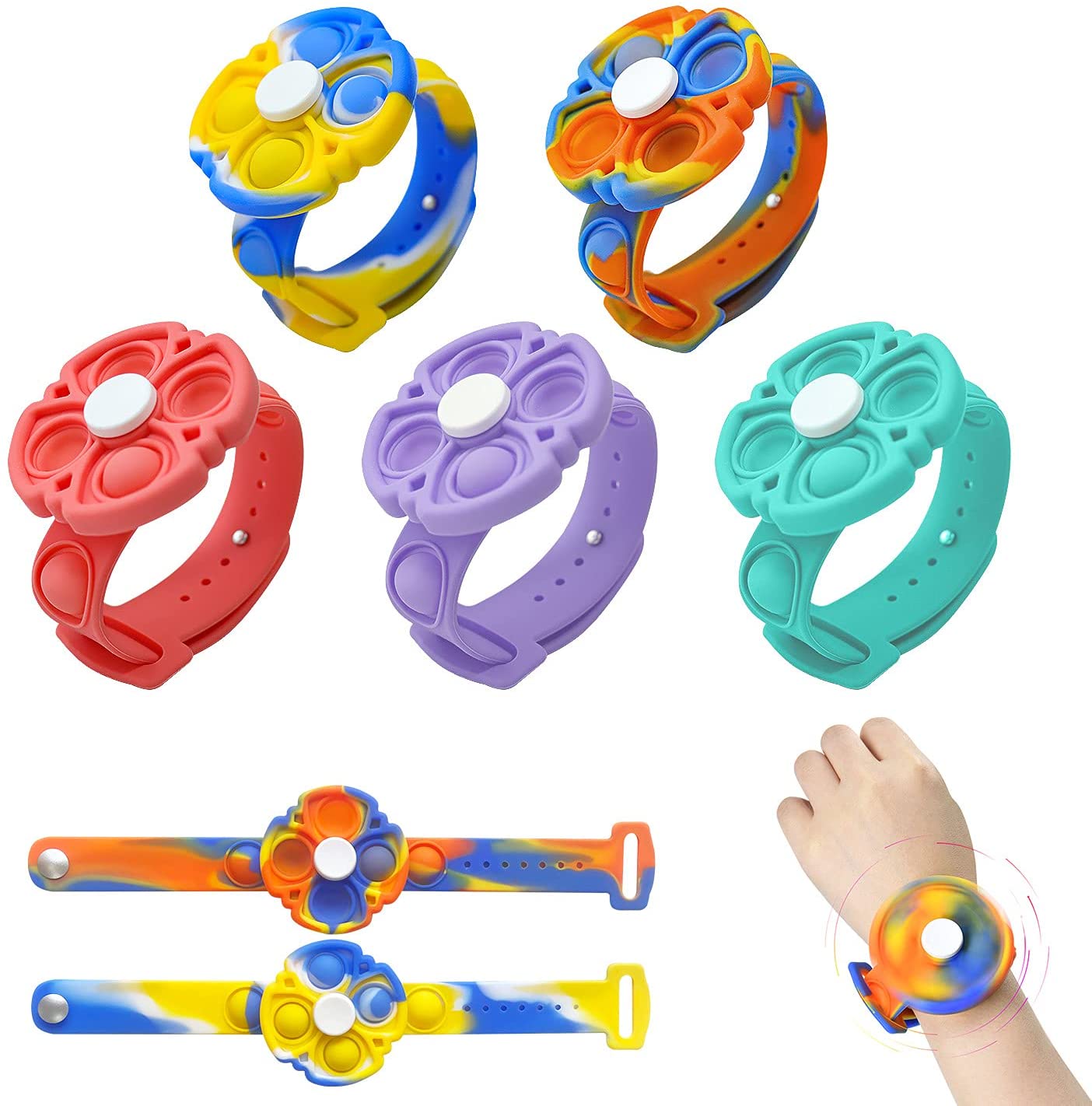 Pop Fidget Bracelet Spinner, Push Bubble Sensory Fidget Toys Stress Relief Fidget Watch for Kids Adults ADHD Autism Decompression 
Pop Fidget Bracelet Spinner, Push Bubble Sensory Fidget Toys Stress Relief Fidget Watch for Kids Adults ADHD Autism Decompression