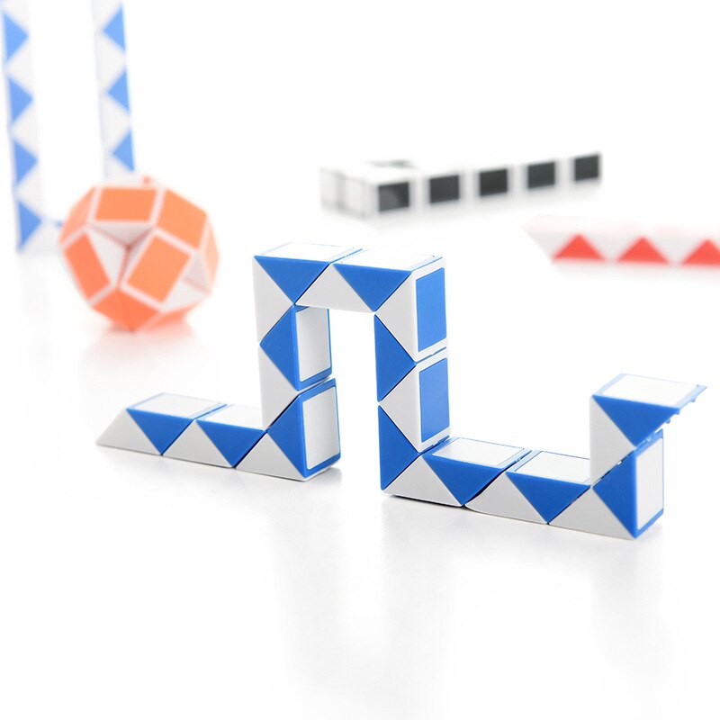 Snake Cube Twist Folding Puzzle Fidget Toy 24 Blocks Magic Ruler Anti Stress Reliever Brain Teaser Educational Games Xmas Games for Kids Adults Childr