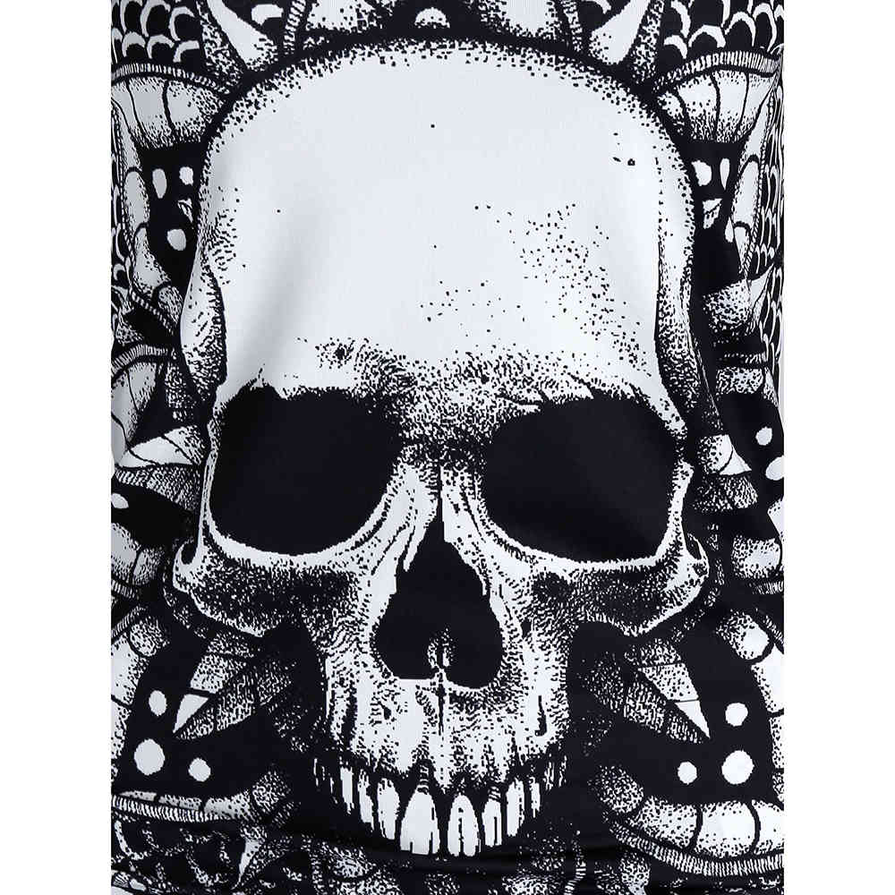 Gothic Casual Women T Shirts Skull Graphic Off Shoulder Two Piece Tee Sets Long Sleeve Spring Fashion Tops Female Clothes D30 210406