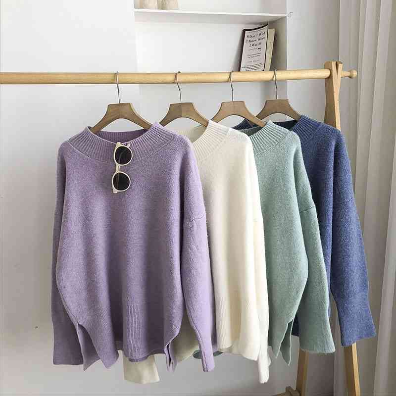 women oversize sweater autumn winter casual long sleeve korean pullover sweaters woman knitted top 210602, White 
women oversize sweater autumn winter casual long sleeve korean pullover sweaters woman knitted top 210602, White