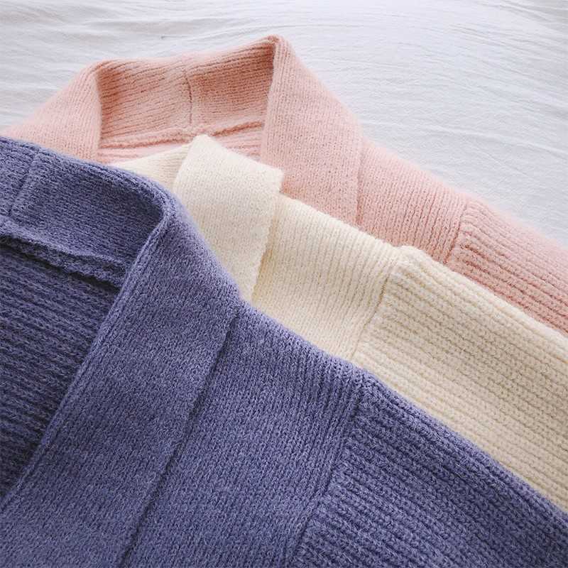 Yedinas Solid Sweater Cardigan For Women Vintage Cashmere Long Sleeve V Neck Ladies s Korean Style Winter 210527