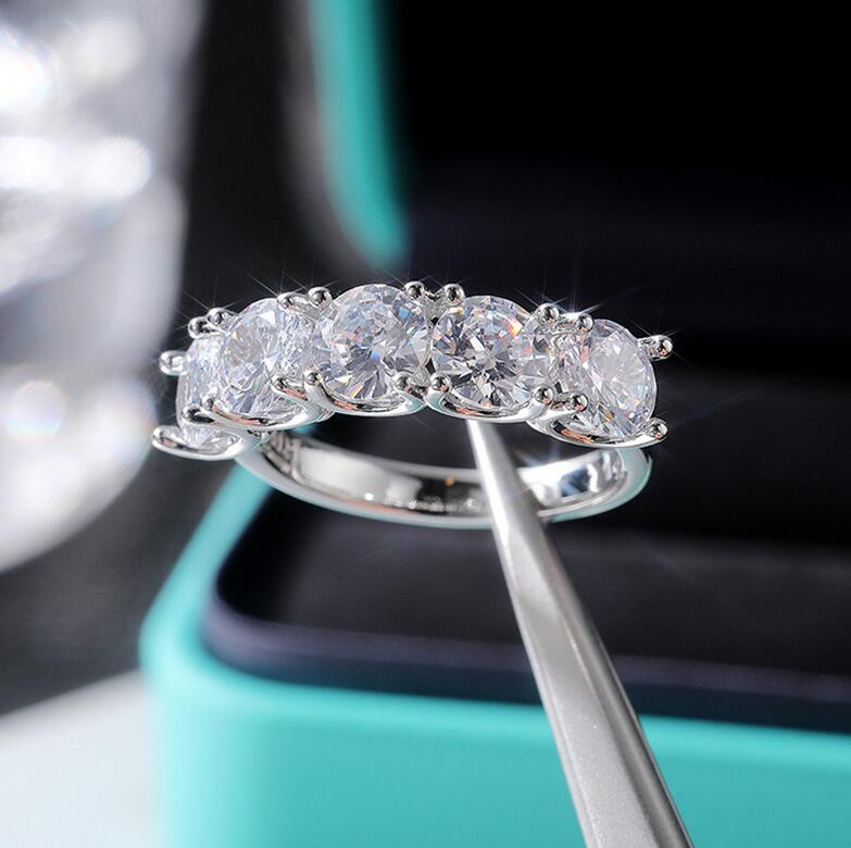 2024 Zircon Sier Ring, 6mm Round Cut Women's Wedding Band