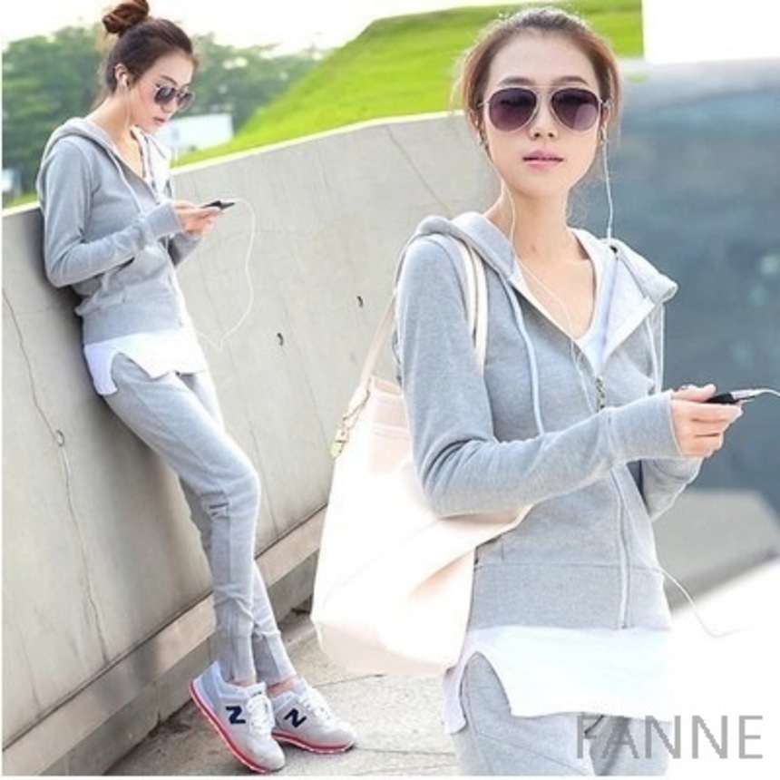 spring autumn korean version thin hooded sweater long sve sports leisure suit loose and thin, good quality three piece set, Gray
spring autumn korean version thin hooded sweater long sve sports leisure suit loose and thin, good quality three piece set, Gray
