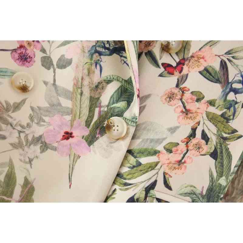 vintage women elegant floral blazers fashion ladies slim long jackets suit casual female chic jacket suits girls cute 210527