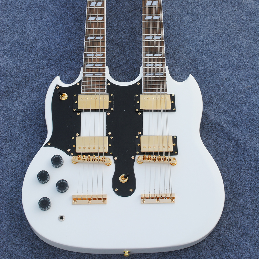 New Arrival Left Hand White Double Necks Electric Guitar with Rosewood Fretboard,6+12 Strings,Customizable
New Arrival Left Hand White Double Necks Electric Guitar with Rosewood Fretboard,6+12 Strings,Customizable
