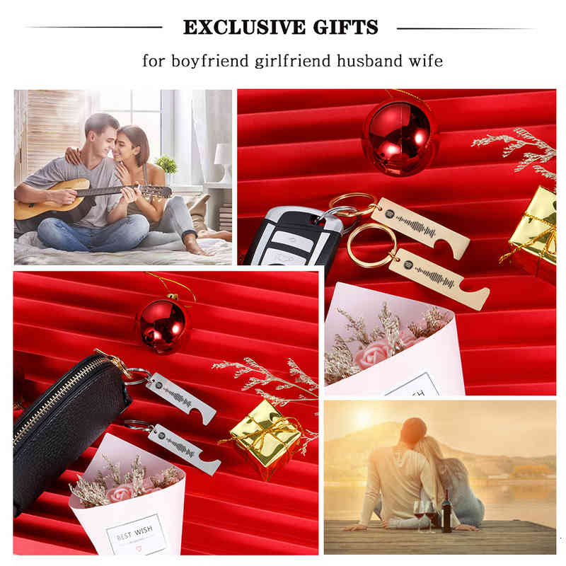 2pcs Customized Code Favorite Song Keychain Music Teacher for Women Men Stainless Steel Keyring Laser Engrave Spotify Jewelry