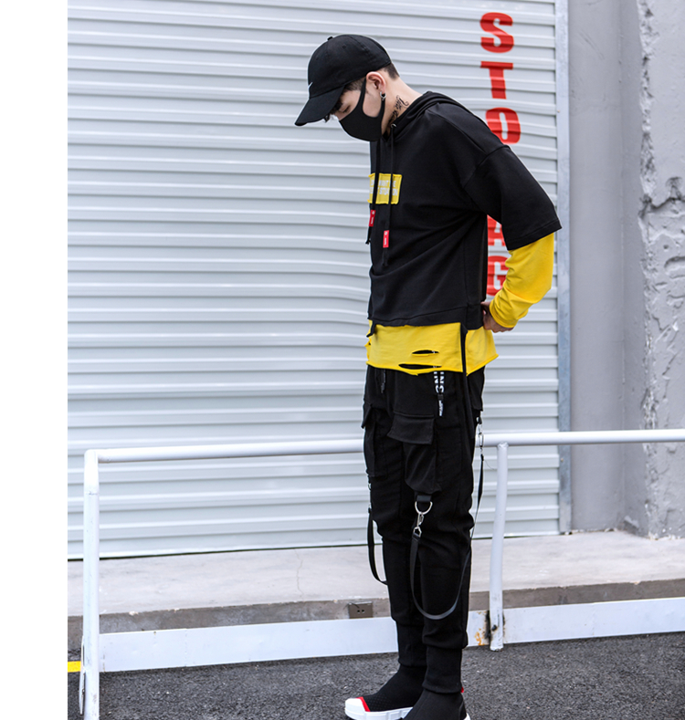 Fashion Autumn Hip Hop Cargo Pants Men Joggers Harem Harajuku Streetwear Casual Multi-pockets Trousers Male Balck