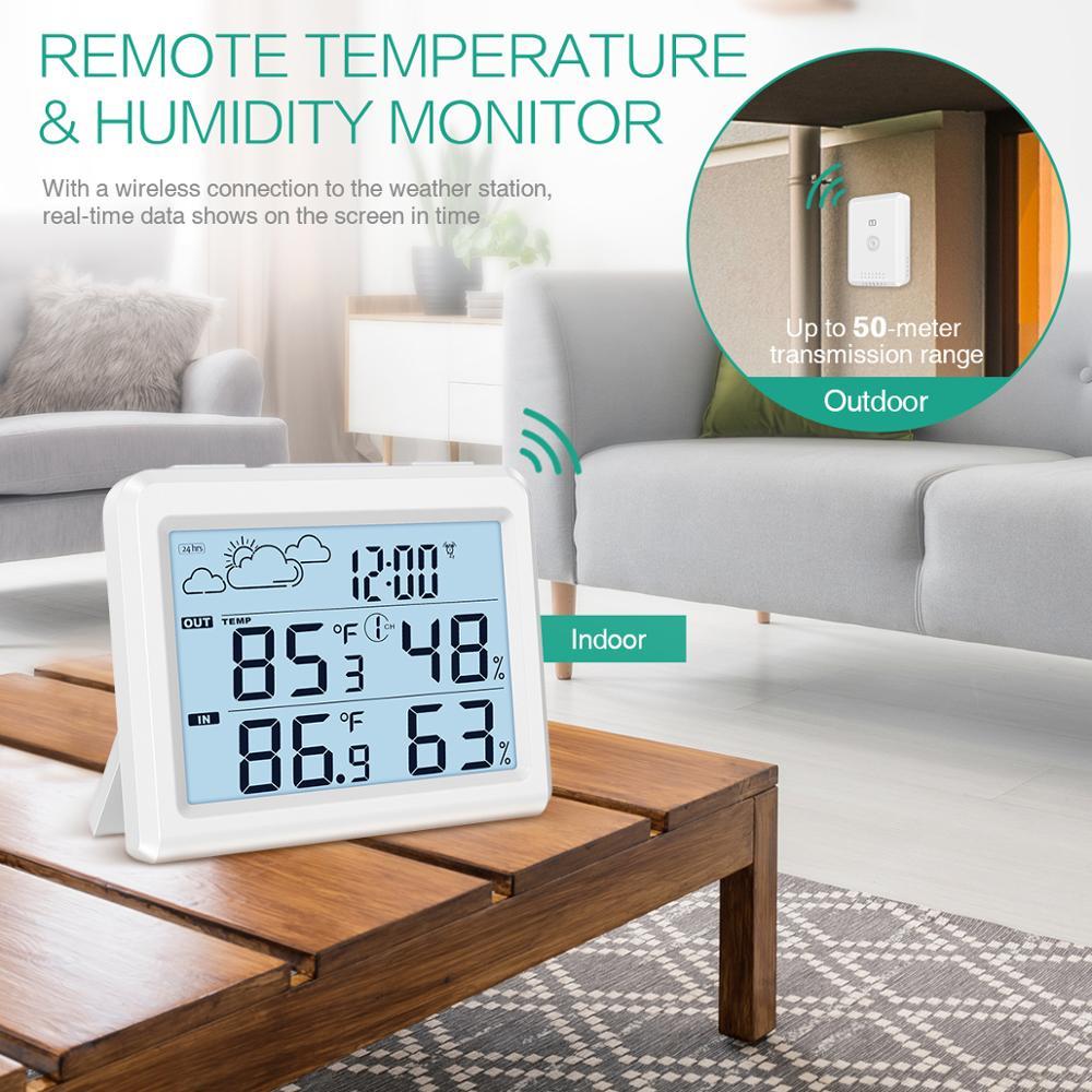 Digital interior air free thermometer meteorological station humidity monitor temperature without backlight wire alarm time