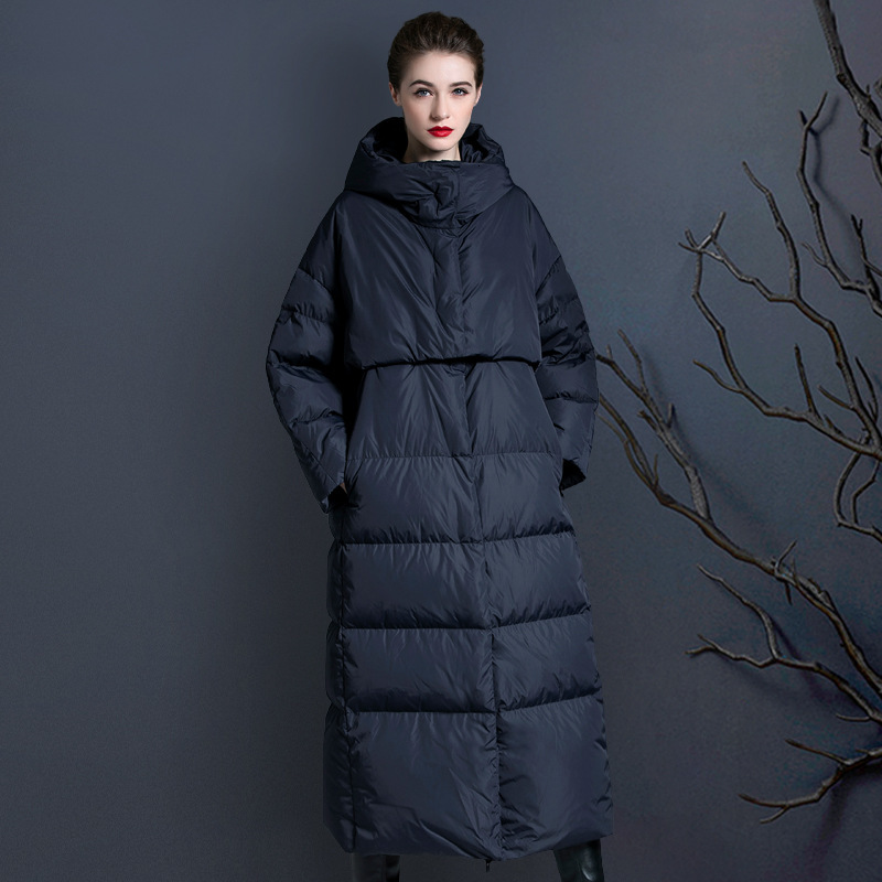 down jacket winter 2021 mid length knee korean loose coat thickened white duck bread female, Black
down jacket winter 2021 mid length knee korean loose coat thickened white duck bread female, Black
