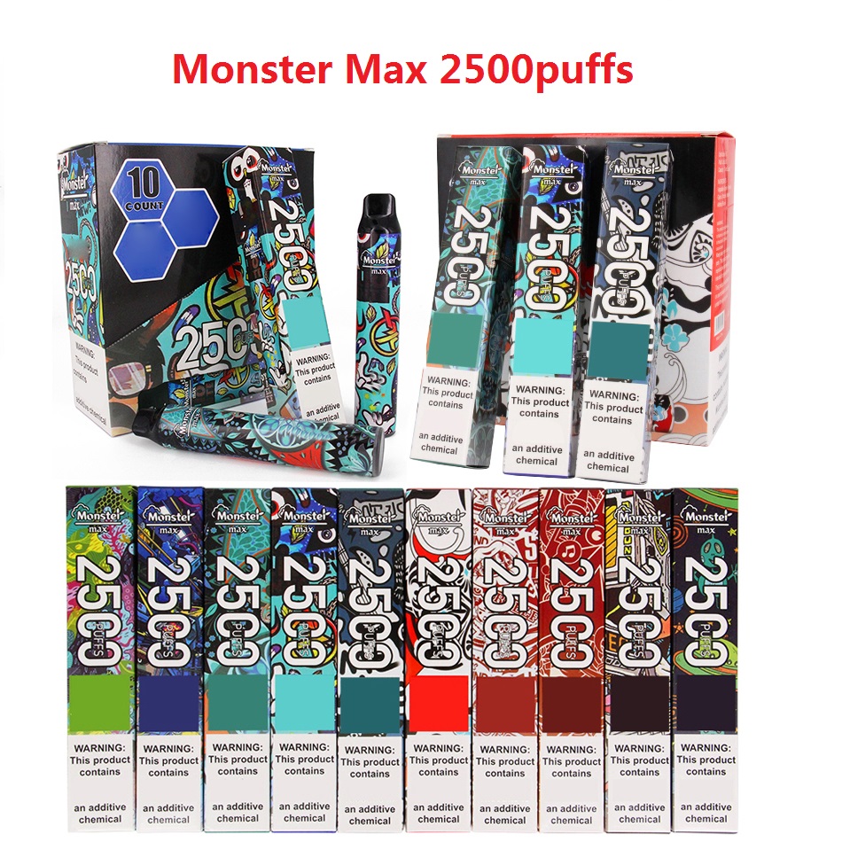 Big Puffs disposable vapes e-cigarettes Monster Max 2500puffs 7.5ml 950mAh 10 colors available VS puff xxl OEM welcomed
Big Puffs disposable vapes e-cigarettes Monster Max 2500puffs 7.5ml 950mAh 10 colors available VS puff xxl OEM welcomed