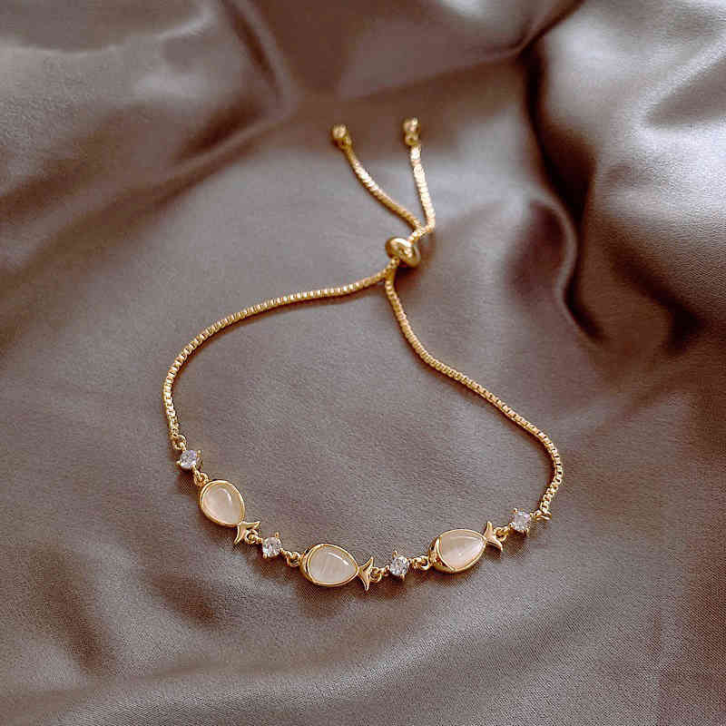 Ladies Fashion Cute Opal Bracelet Romantic Rose Gold Zircon Chain Accessories Girls