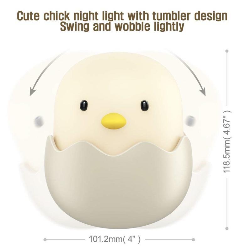 Night Lights LED Light Egg Chick Shape Lamp Soft Cartoon Baby Nursery Bedroom Rechargeable For Children Birthday Gift
