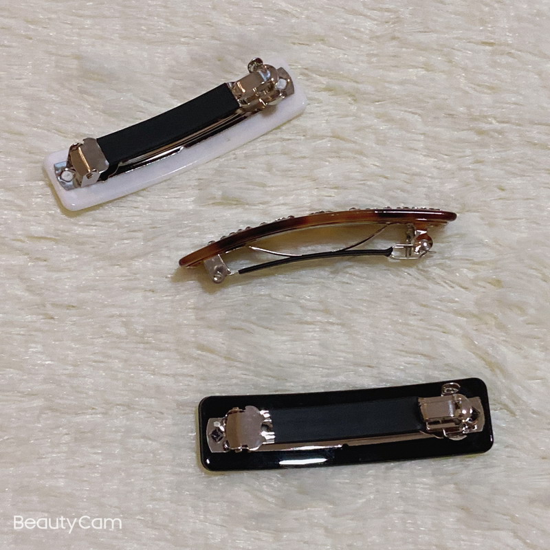 7.5X2CM Water drill 3 color hair clips C fashion one word clip hairpins for ladies favorite headdress jewelry accessories party gifts