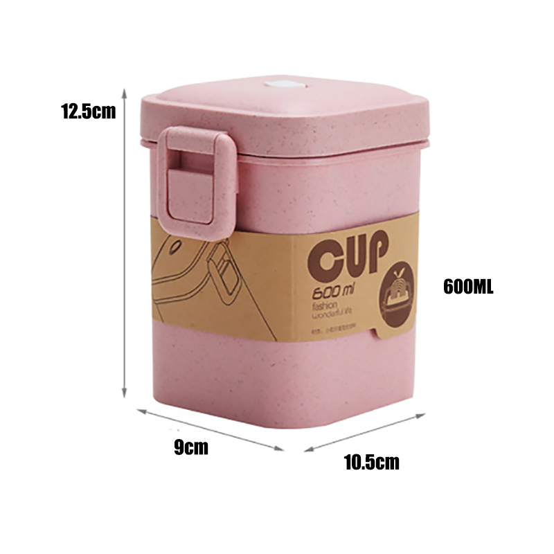 600ml Wheat Straw Lunch Box Healthy Material Bento es Microwave Dinnerware Food Storage Container For Outdoor 210423