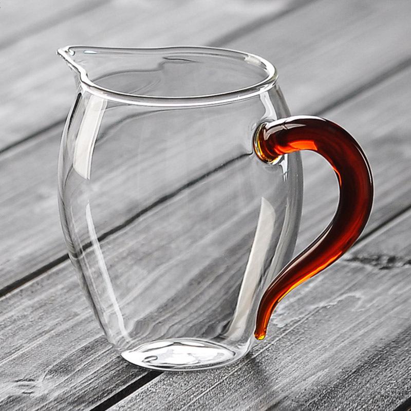 Cups Saucers Thickened Glass Fair Cup Heat-resistant Tea Separator Colour Belt Handle Haikungfu Ceremony Set Accessories