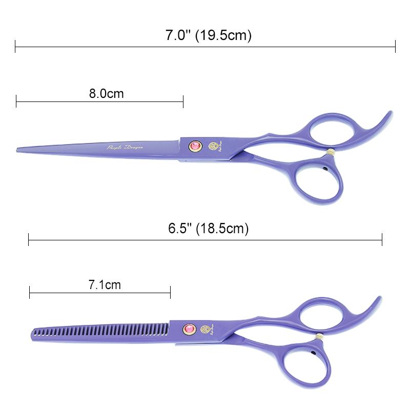 Hair Scissors Purple Dragon 7.0" Professional Pets Grooming Japan Steel Dogs Cutting Thinning Shears Curved Hairdressing Tools B0038B
