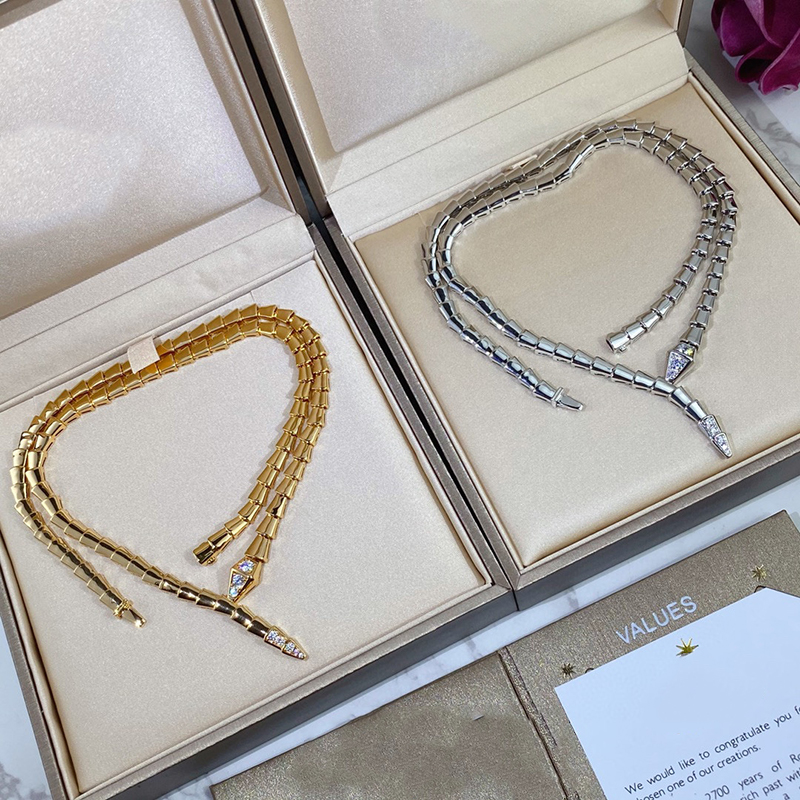 Choker New 2022 Top Brand Pure Sterling Sier Jewelry Women Rose Gold Snake Dia Pendant Necklace Lovely Fine Quality