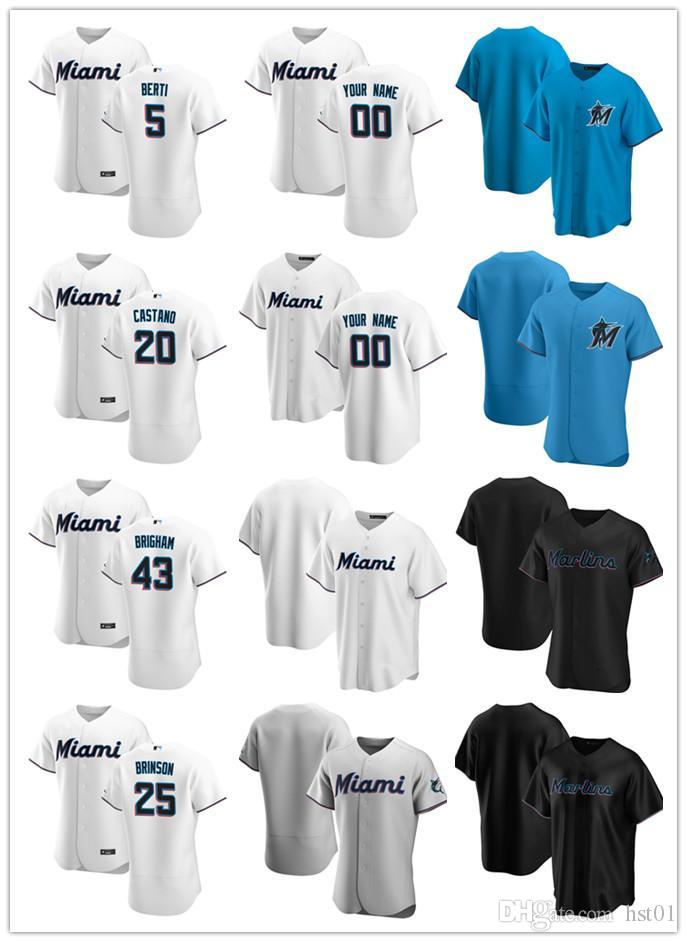 Custom Jersey Mens Women Youth Miami Marlins 5 Jon Berti 43…