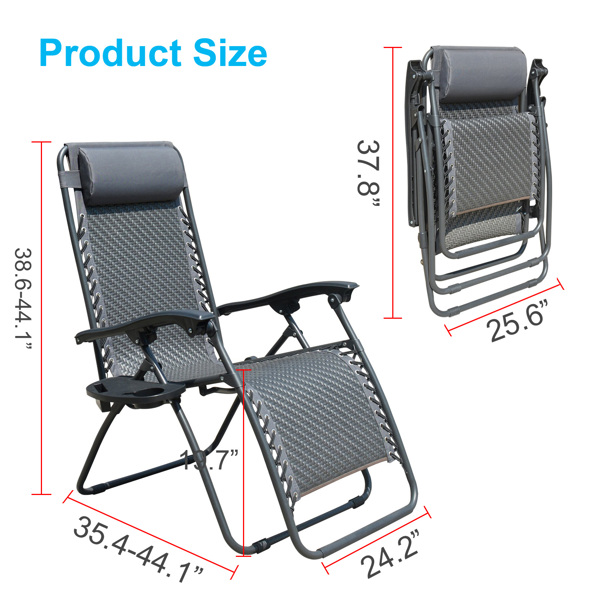 Garden Sets Outdoor Recliner Adjustable Folding Patio Lounge Chair w/Pillows and Cup Holder Trays For Beach Lawn Backyard Pool